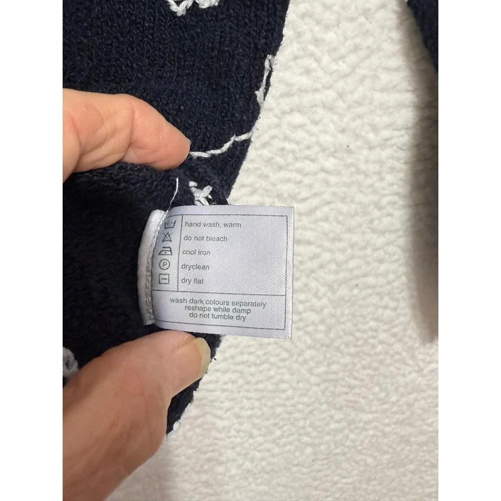 Laura Ashley Womens Floral Knit Sweater Navy Blue Cotton Blend Small‎